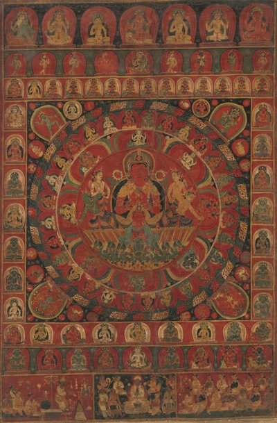 太阳神苏里亚被八大行星神环绕的曼陀罗，日期可能是1379年。 作者 北原佐