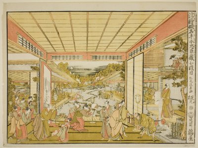 第七幕（七段目），选自 "忠臣仓库透视图（浮世绘 "Chushingura"）"系列 作者 北尾正好