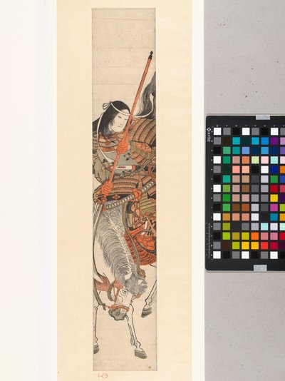身着铠甲、手持长剑、骑在马背上的女战士 Tomoe Gozen 作者 北尾重政（归属于）