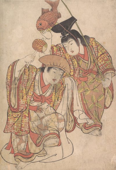乔装成大国和惠比寿的男孩，约1780年。 作者 北尾重正