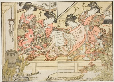 松屋的歌妓，选自《妓院美女镜》（Seiro bijin awase sugata kagami），第 2 卷。 作者 北尾重正