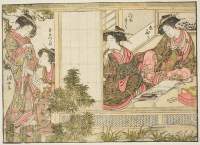 大房寺的歌妓，选自《妓院美女镜》（Seiro bijin awase sugata kagami），第 2 卷。 作者 北尾重正