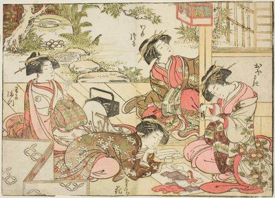 Otawaraya 的歌妓，选自《妓院美女镜》（Seiro bijin awase sugata kagami），第 2 卷。 作者 北尾重正