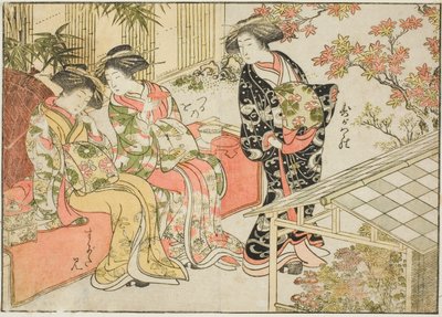 鹤屋的歌妓，选自《妓院美女镜》（Seiro bijin awase sugata kagami），第 2 卷。 作者 北尾重正