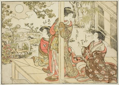 四间屋的歌妓，选自《妓院美女镜》（Seiro bijin awase sugata kagami），第 2 卷。 作者 北尾重正