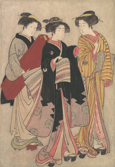 两位艺妓外出散步，1739-1820。 作者 北尾重正