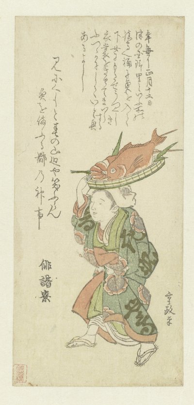 头顶鱼盘的妇女 作者 海开良