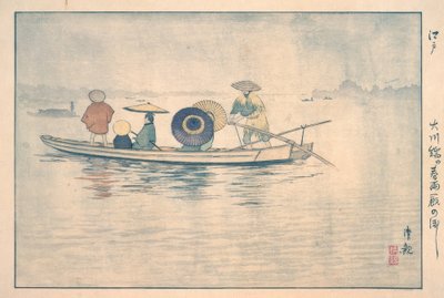 小川河畔的春雨：一艘渡船 作者 小林清史