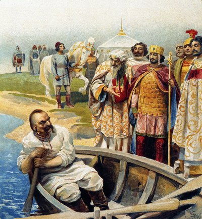 Meeting of Svyatoslav I with Emperor John Tzimiskes 作者 克拉维迪·瓦西里耶维奇·列别杰夫（Klavdiy Vasilievich Lebedev）