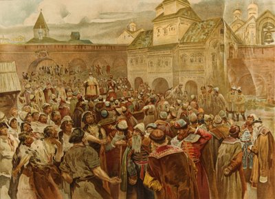 诺夫哥罗德共和国的Veche，1907年 作者 克拉维迪·瓦西里耶维奇·列别杰夫（Klavdiy Vasilievich Lebedev）
