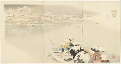 二月：1896年3月在雪中黄昏的Matsuchiyanma山 作者 小林清一
