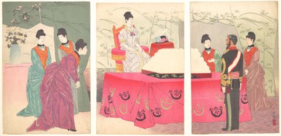 皇后访问总参谋部的插图[赠送一盘......，1895年。 作者 小林清一
