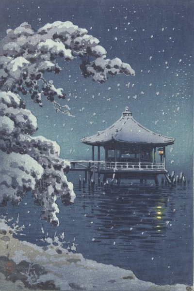 雪中的片田浮亭 作者 土屋光津