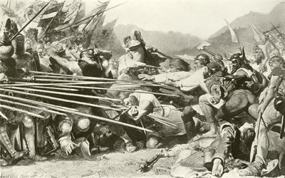 Arnold Winkelried在Sempach（凹版印刷） 作者 Konrad Grob