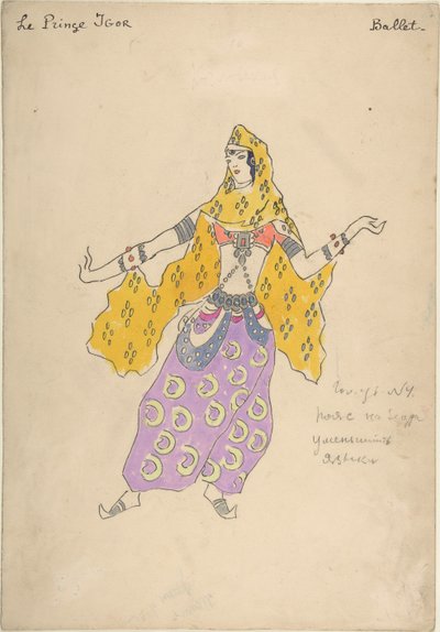 Polovtsian女孩。 A. Borodin的歌剧《伊戈尔王子》服装设计，1909年 作者 康斯坦丁·阿列克谢耶维奇·科罗文