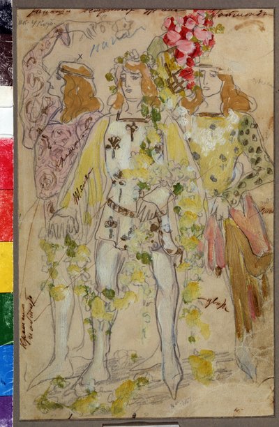 Projet de costume pour le ballet Raymonda de Alexandre (Alexander) Glazunov (Glazounov ou Glazunoff ou Glazunow) (1865-1936)（A. Glazunov 的芭蕾舞剧《雷蒙达》的服装设计）。男性服装。康斯坦丁-阿列克谢耶维奇-柯罗文（Constantin K 作者 康斯坦丁·阿列克谢耶维奇·科罗文