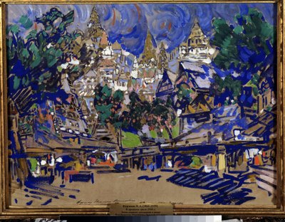 尼古拉-里姆斯基-科萨科夫（里姆斯基-科萨科夫）（1844-1908 年）歌剧《金鸡》的舞台设计（尼古拉-里姆斯基-科萨科夫（里姆斯基-科萨科夫）歌剧《金鸡》的舞台设计。康斯坦丁-阿列克谢耶维奇-柯罗文（康斯坦丁-柯罗文）的作品 作者 康斯坦丁·阿列克谢耶维奇·科罗文