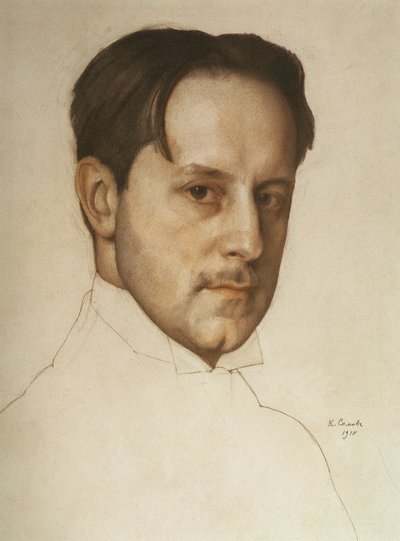 艺术家Mstislav Dobuzhinsky的肖像 1875-1957年，1910年。 作者 康斯坦丁·安德烈耶维奇·索莫夫