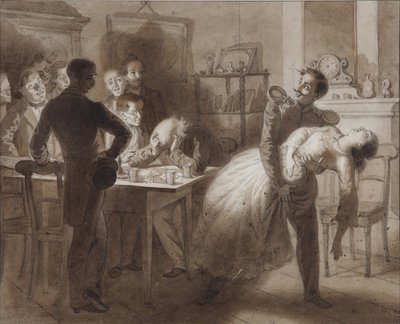 莱蒙托夫的《坦波夫财务官的妻子》一诗的插图，1862年 作者 康斯坦丁·德米特里耶维奇·弗拉维茨基