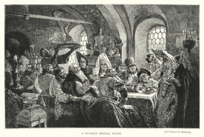 A Russian Bridal Feast (engraving) 作者 康斯坦丁·埃戈罗维奇·马科夫斯基