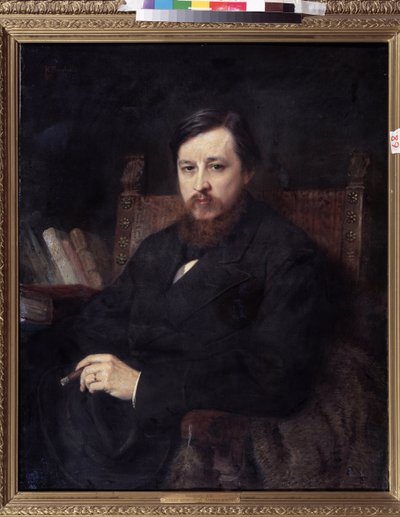 作曲家米哈伊尔-P-阿赞切夫斯基（Azantchevski）（1839-1881 年）的肖像（作曲家 M.P.Azanchevsky 的肖像）。康斯坦丁-叶戈罗维奇-马科夫斯基（康斯坦丁-马科夫斯基）（1839-1915 年）的画作，布面油画 作者 康斯坦丁·埃戈罗维奇·马科夫斯基