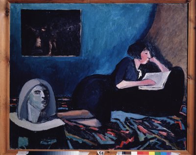 一个女人读书。 康斯坦丁·尼古拉耶维奇·伊斯托明（Konstantin Nikolayevich Istomin，1887-1942 年）的绘画，布面油画，1931 年俄罗斯现代艺术，20 世纪。 莫斯科国立特列季亚科夫画廊。 作者 康斯坦丁·伊斯托明