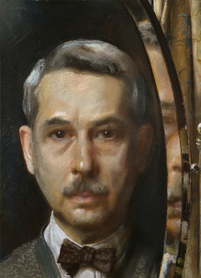 镜子里的自画像，1928年 作者 康斯坦丁·索莫夫