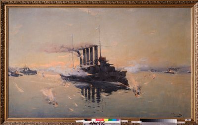 1904 年 8 月 10 日黄海海战中的阿斯科尔德巡洋舰 作者 康斯坦丁·维什基洛夫（Konstantin Veshchilov）