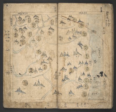 或13138，编号 5 Kangwŏn-do, 选自 1726-86 年《地图集》（纸本水墨和彩色）。 作者 韩国学校