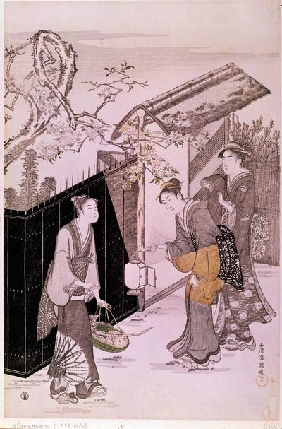Back from poetic evening in spring Japanese print by Shunman Kubo (1757-1820). Paris, Guimet Museum, National Museum of Asian Arts 作者 久保申曼