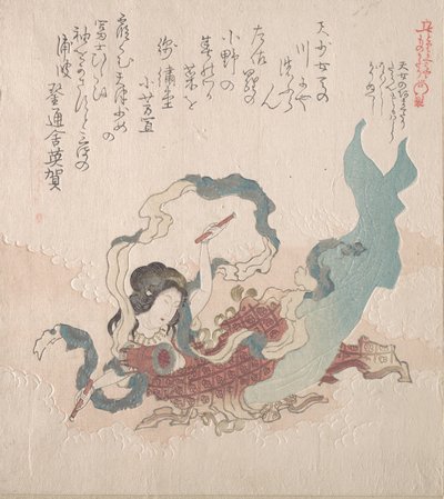 敲鼓的神仙女孩，19世纪。 作者 久保顺曼
