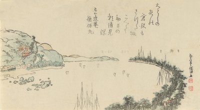 镰仓附近的港湾景象，1797年。 作者 久保顺曼