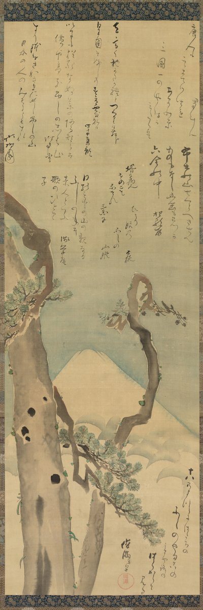 穿过松树林的富士山 作者 久保顺曼