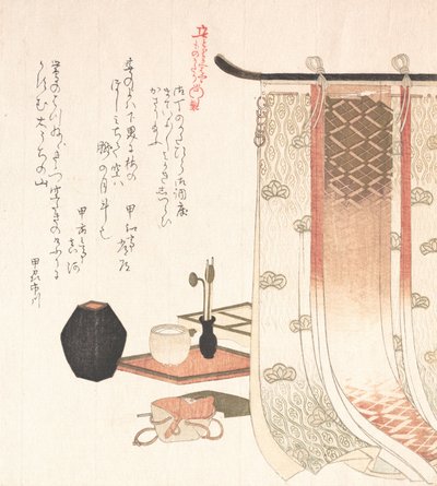 香火仪式的屏风和用具，19世纪。 作者 久保顺曼