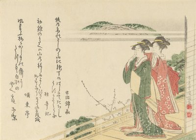 阳台上的两个年轻女人，1796年。 作者 久保顺曼