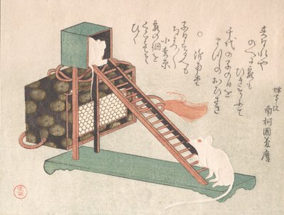 白老鼠玩耍，可能是1816年。 作者 久保顺曼