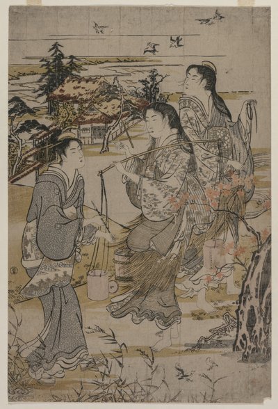提盐桶的妇女；睦津省野田多摩川，选自 "多摩六川 "无标题系列作品 作者 久保顺曼