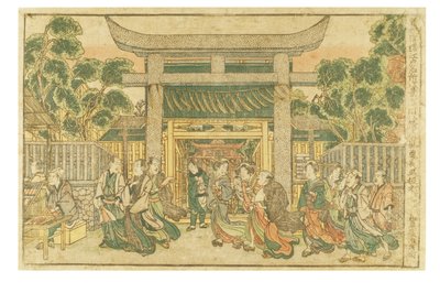 深川河畔八幡神社的晴朗天气，选自《新出版透视图》系列。江户八景 作者 歌川国永