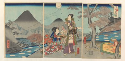 倒映在信浓稻田中的月亮
信州田本之月 作者 歌川国定（II）