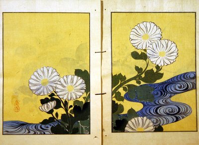 溪边的花，出自小林文史1901年出版的木谷作品版本（彩色平版）。 作者 黑川靖贞Kigyoku