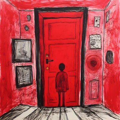 8 岁女孩在卧室画了一扇红门 1 作者 Kurt Heppke