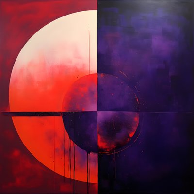 紫色圆圈和红色圆圈的抽象画 3 作者 Kurt Heppke