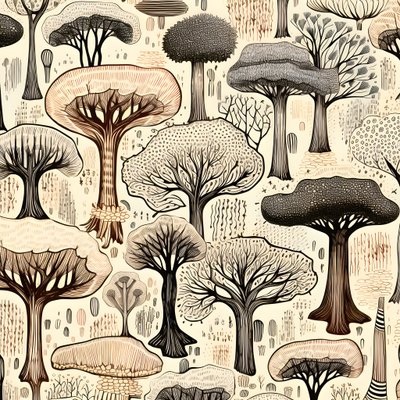 树干部分、波西米亚剪贴画、波西米亚绘画图案、波西米亚树干 4 作者 Kurt Heppke
