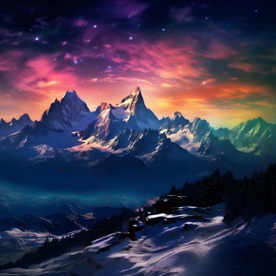 阿尔卑斯山白雪皑皑的山峰在夜晚如彩虹般闪耀 1 作者 Kurt Heppke