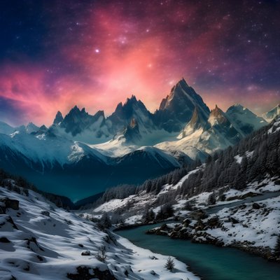 阿尔卑斯山白雪皑皑的山峰在夜色中如彩虹般熠熠生辉 3 作者 Kurt Heppke