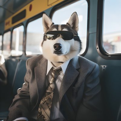 西装革履、戴着墨镜的西伯利亚哈士奇犬在公交车站像个绅士 2 作者 Kurt Heppke