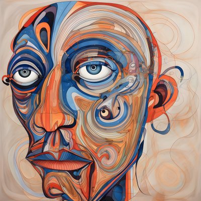 脸，眼睛是螺旋形的，鼻子是一只鸟...... 1 作者 Kurt Heppke