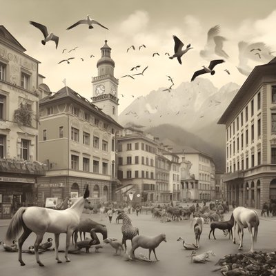 老照片中的茵斯布鲁克，优雅的斑马、海鸥、猴子和泥人。1 作者 Kurt Heppke