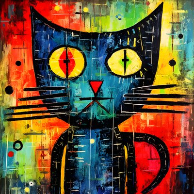 毕加索、琼-米罗和巴斯奎特风格的可爱猫咪 3 作者 Kurt Heppke