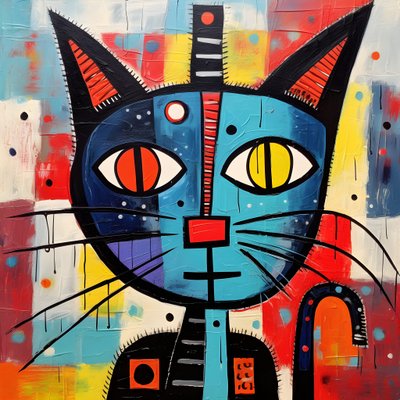 毕加索、琼-米罗和巴斯奎特风格的可爱猫咪 4 作者 Kurt Heppke